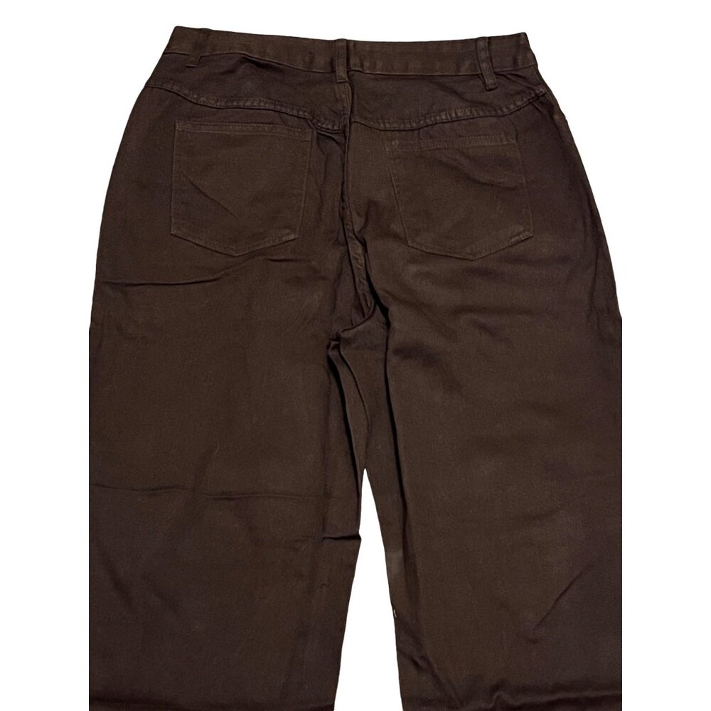 Woman Within NWOT Perfect Relaxed Cotton Jean Sz 12 Wide Brown - Picture 10 of 16